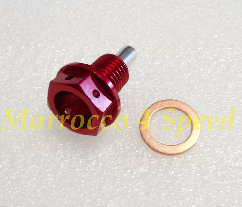 Ducati oil drain plug aluminium 696-1200 red